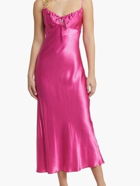 Topshop Hot Pink Satin Slip Dress